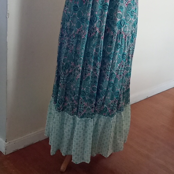 Roxy XS maxi Sundress with adjustable straps in turquoise Ethnic print - Picture 2 of 7